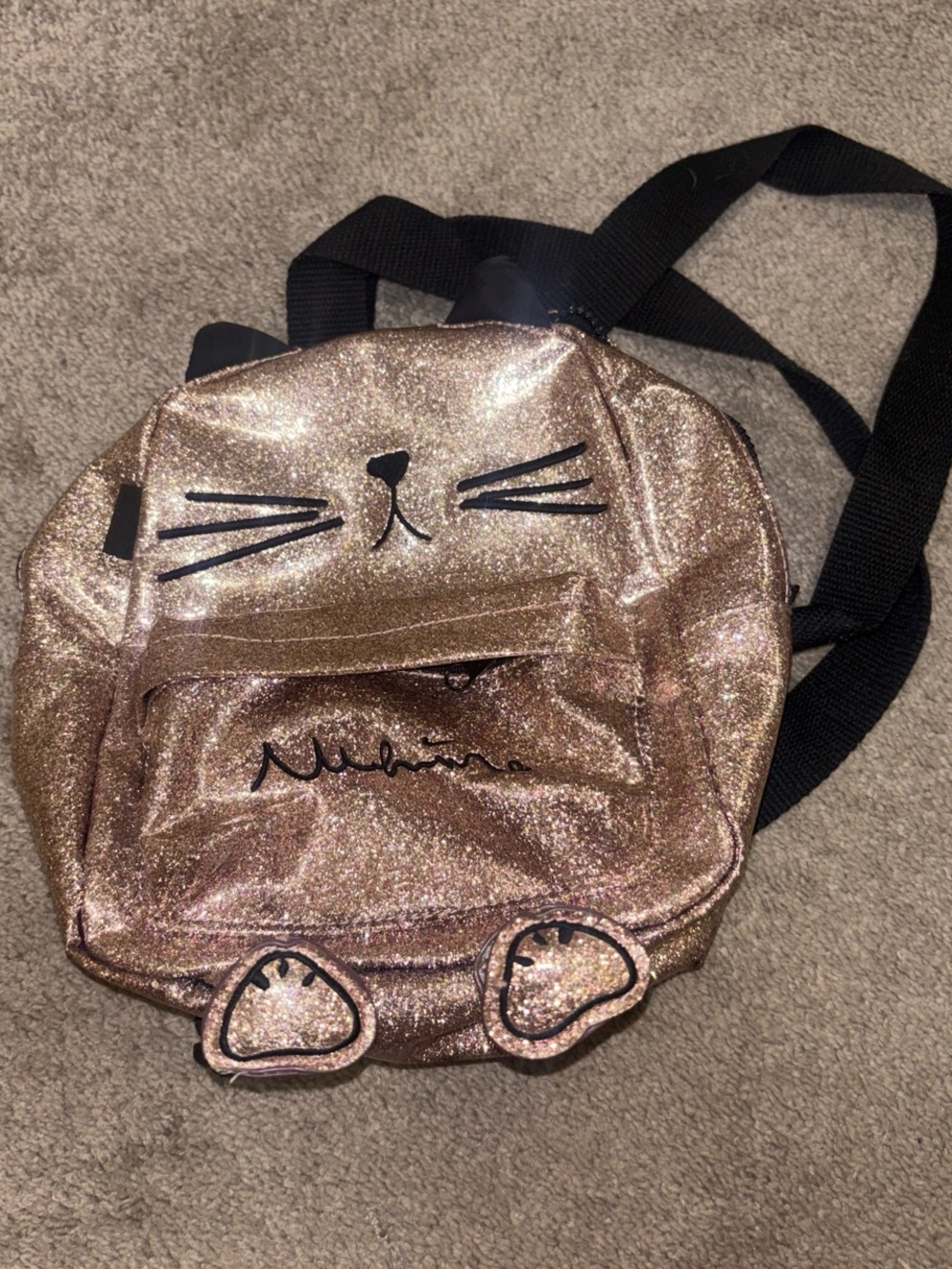 Zara Glitter Cat Mini Backpack - Rose Gold